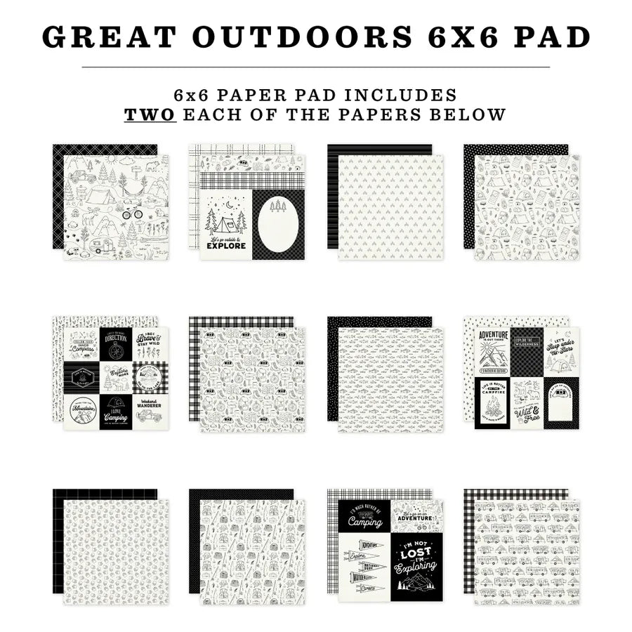 Carta Bella Great Outdoors 6 x 6 Paper Pad cbout542023 Camping Designs