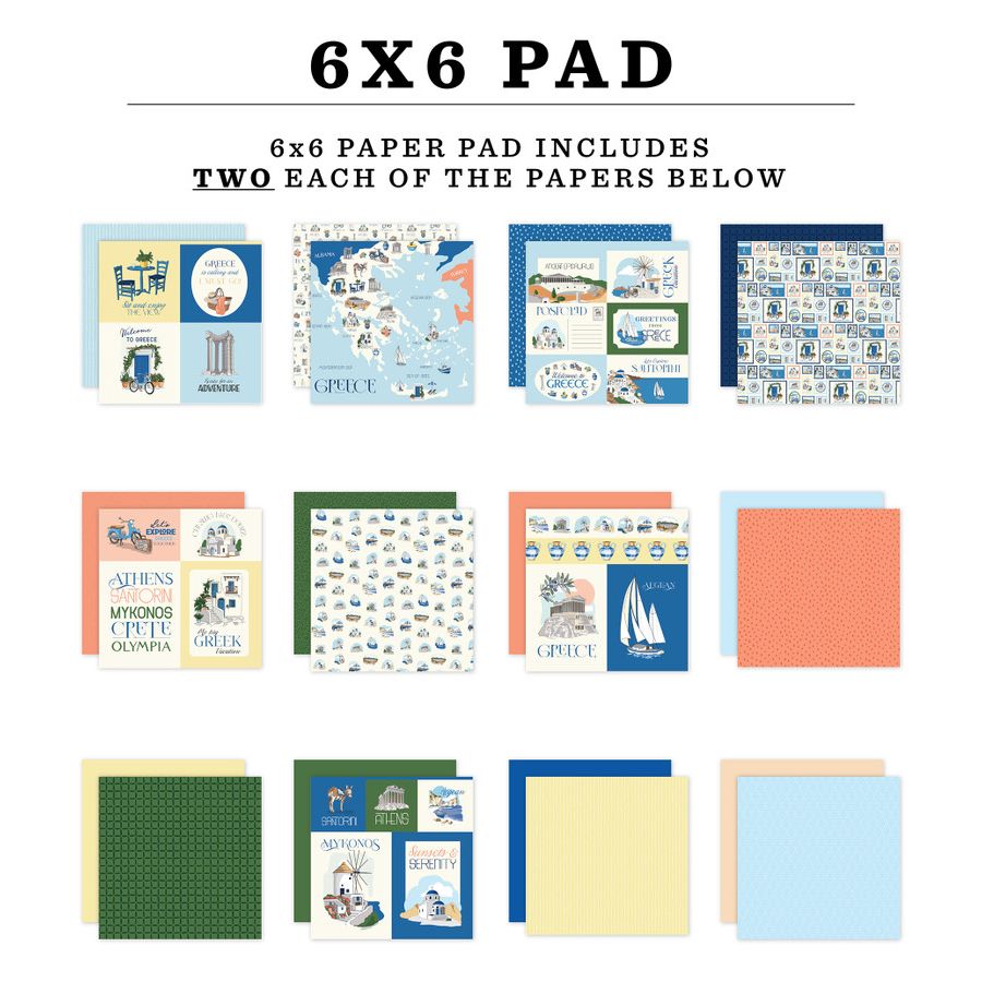 Carta Bella Greece 6 x 6 Paper Pad cbgr508023 Image Swatches