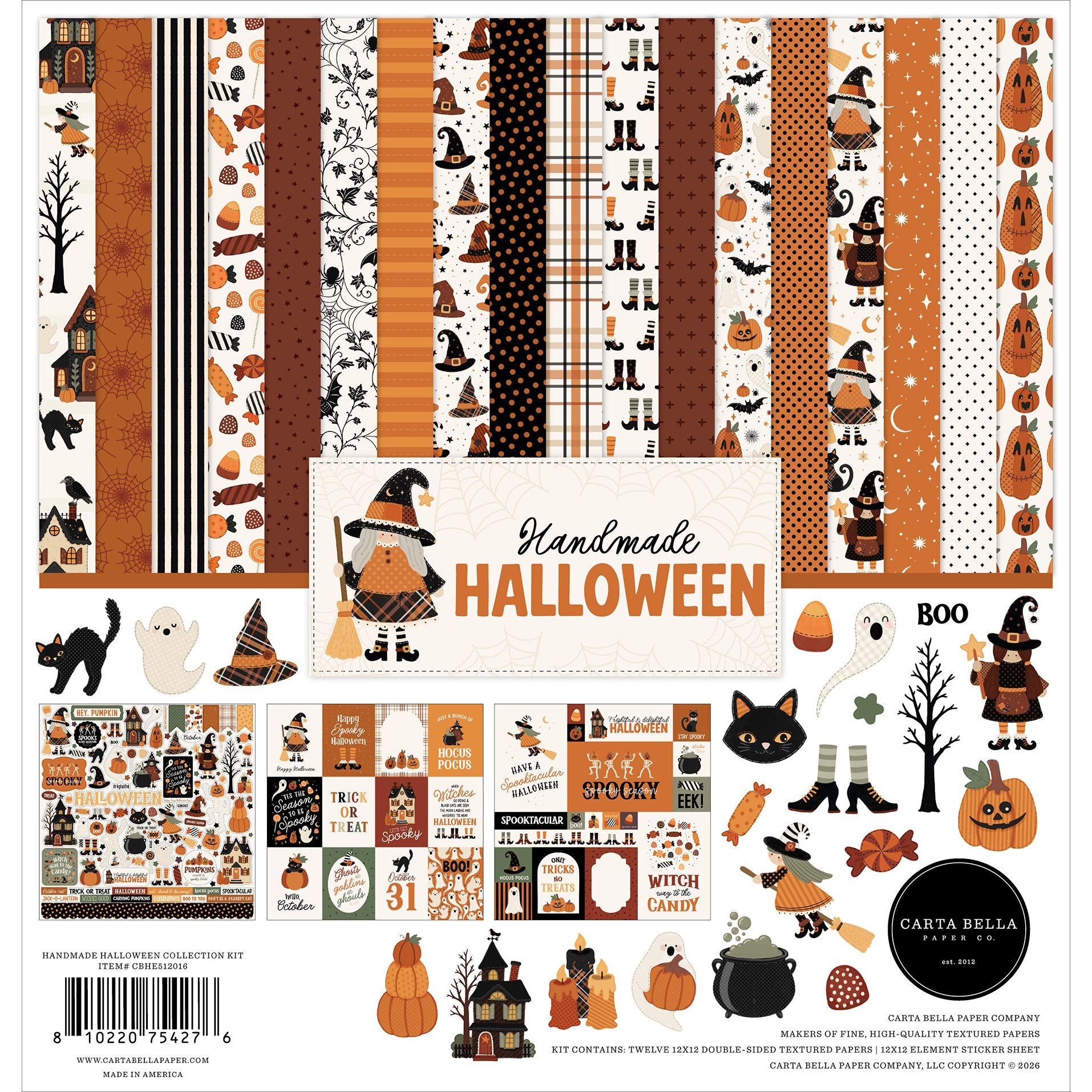 Carta Bella Handmade Halloween 12 x 12 Collection Kit cbhe512016