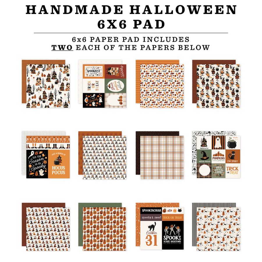 Carta Bella Handmade Halloween 6 x 6 Paper Pad cbhe512023 Image Swatches