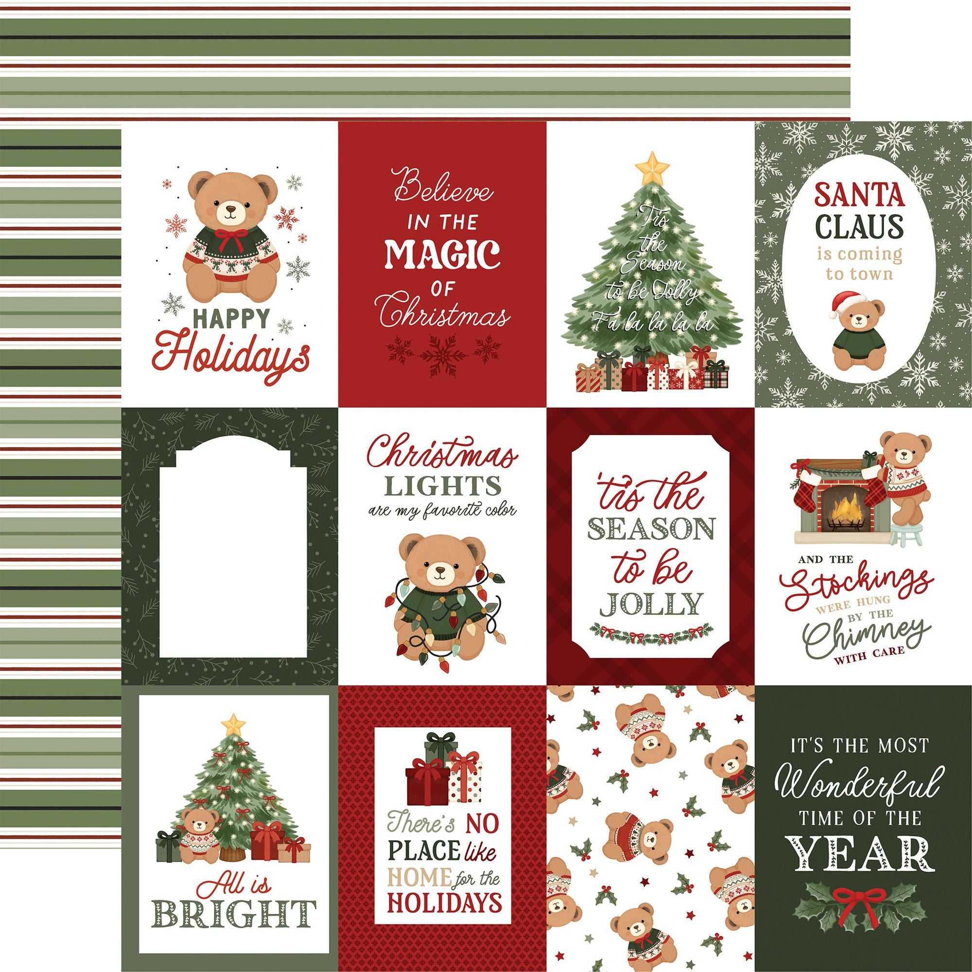 Carta Bella Have A Beary Christmas 12 x 12 Collection Kit cbbc518016 Holiday Journaling Cards
