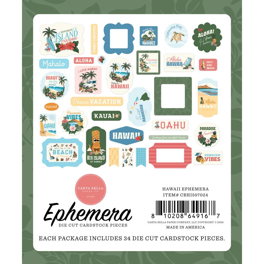 Carta Bella Hawaii Ephemera cbhi507024 Packaging Image