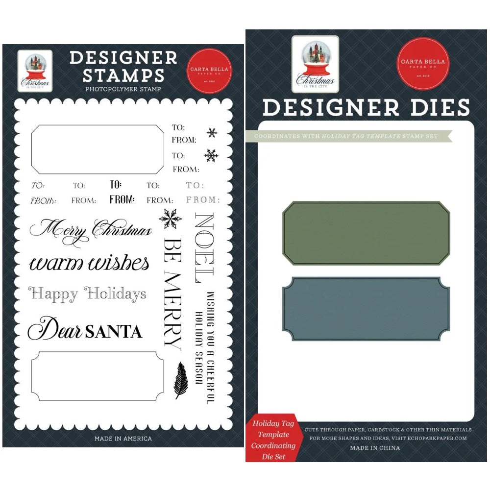 Carta Bella Holiday Tag Template Stamps And Dies Bundle