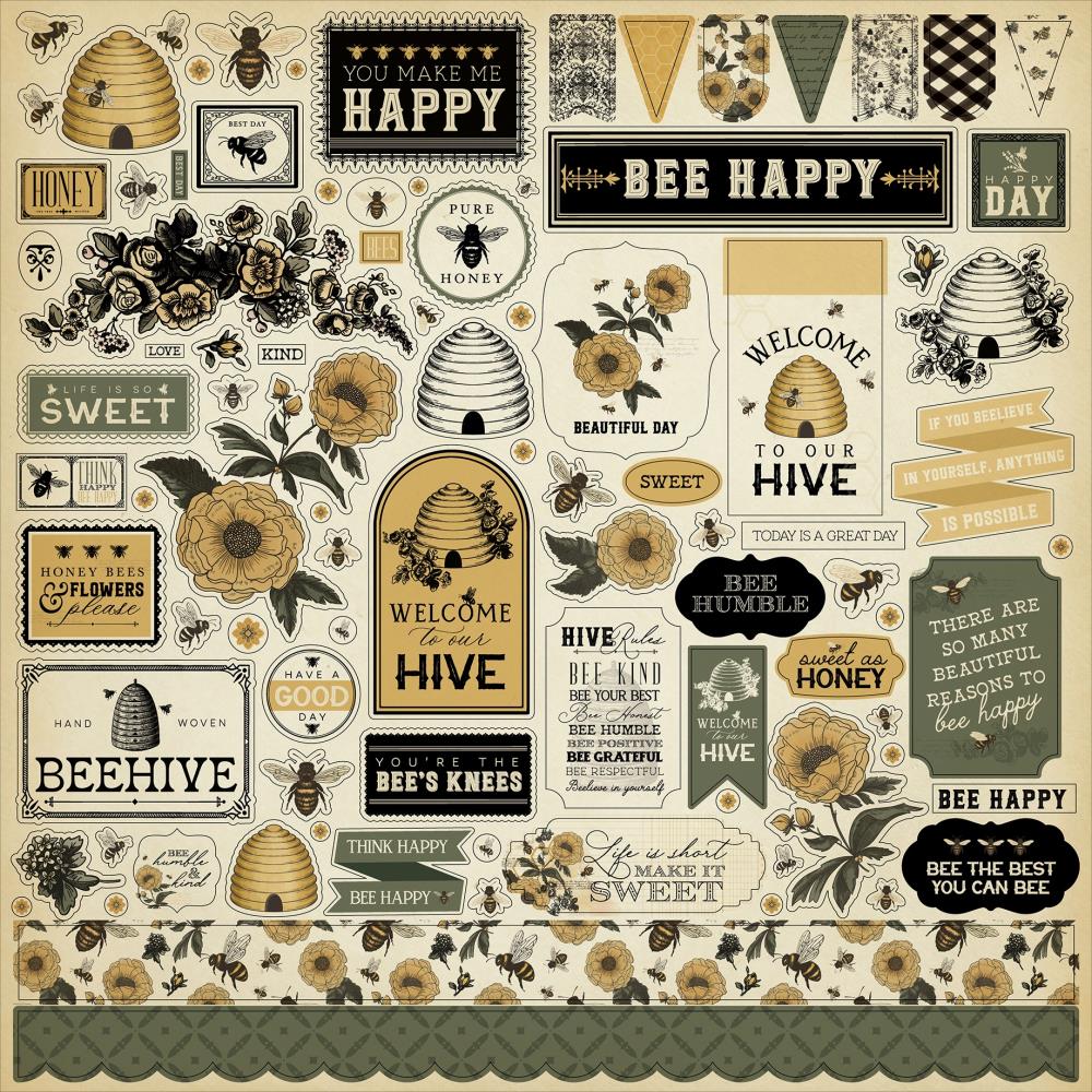 Carta Bella Honey Bee 12 x 12 Collection Kit cbhb450016 Cardstock Stickers