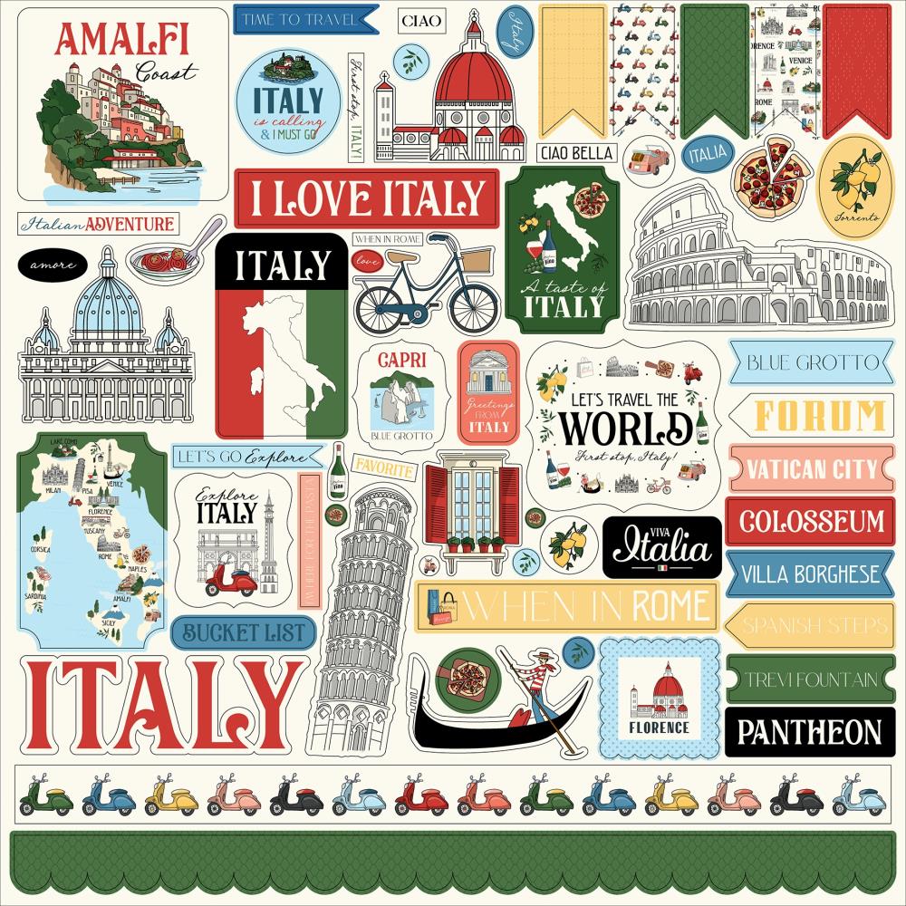 Carta Bella Italy 12 x 12 Collection Kit cbi472016 Cardstock Stickers
