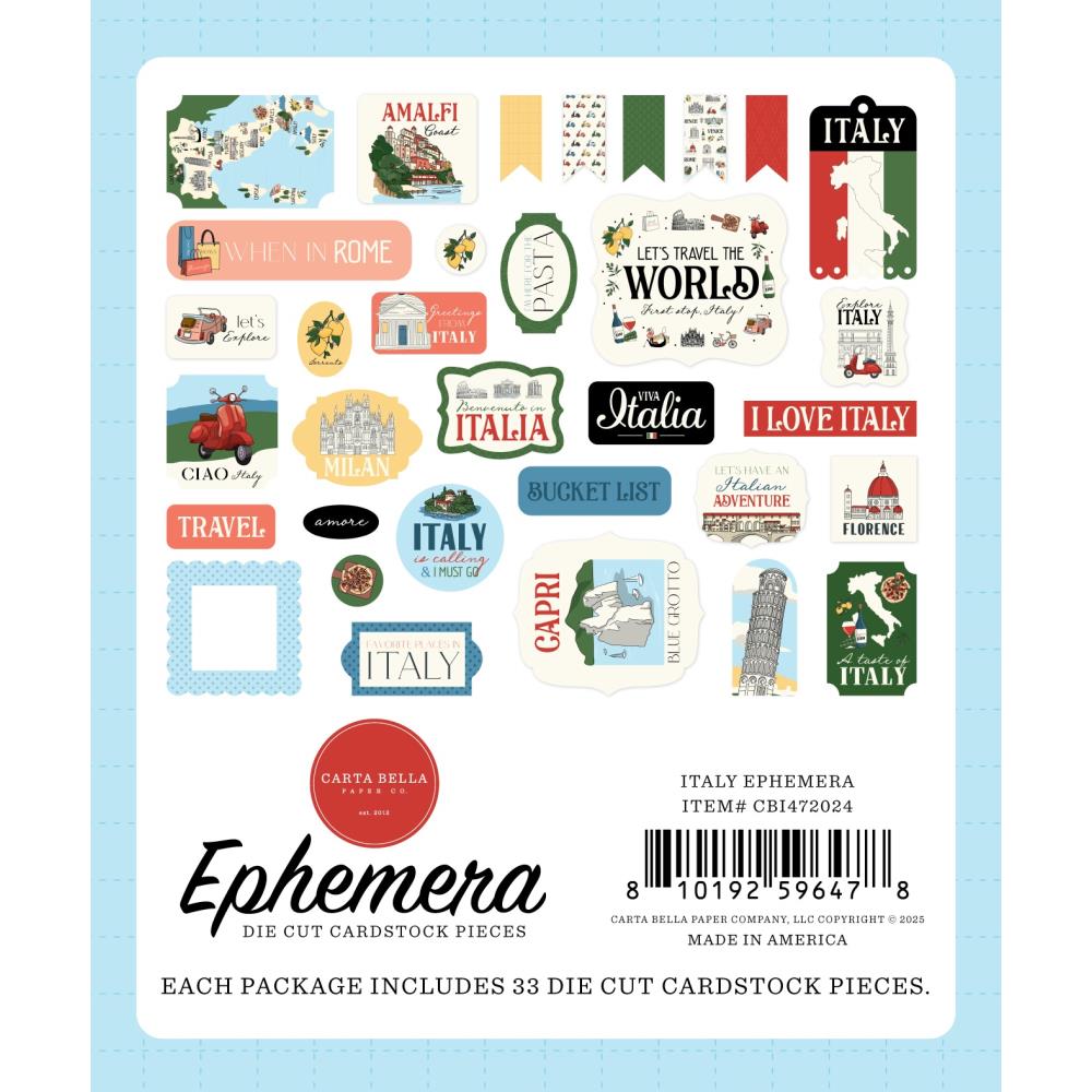 Carta Bella Italy Ephemera cbi472024 Packaging View