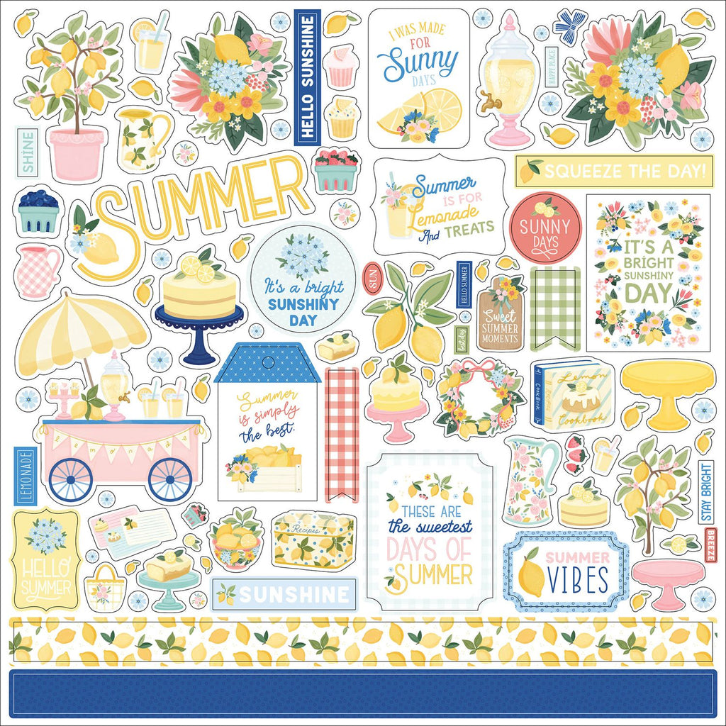 Carta Bella Lemonade 12 x 12 Collection Kit cble495016 Cardstock Stickers