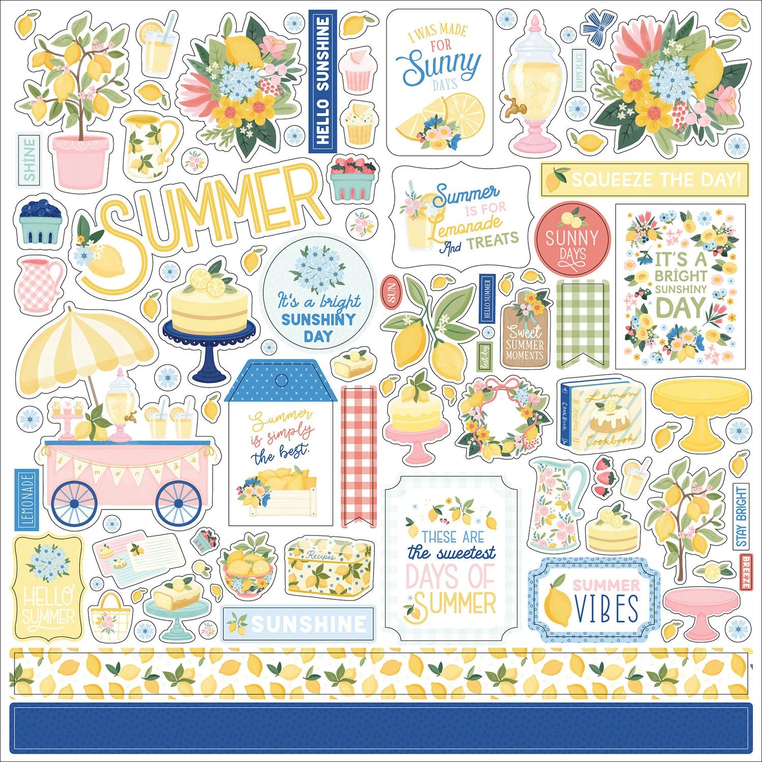 Carta Bella Lemonade 12 x 12 Collection Kit cble495016 Cardstock Stickers