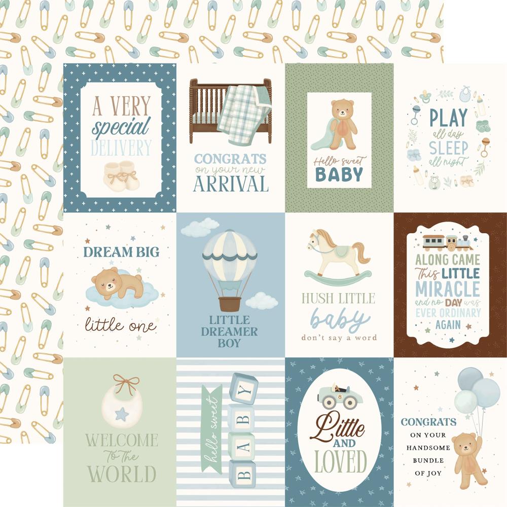 Carta Bella Little Lullabies Baby Boy 12 x 12 Collection Kit cblub485016 3x4 Journaling Cards