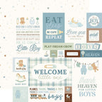 Carta Bella Little Lullabies Baby Boy 12 x 12 Collection Kit cblub485016 Baby Boy Journaling Cards