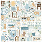 Carta Bella Little Lullabies Baby Boy 12 x 12 Collection Kit cblub485016 Cardstock Stickers