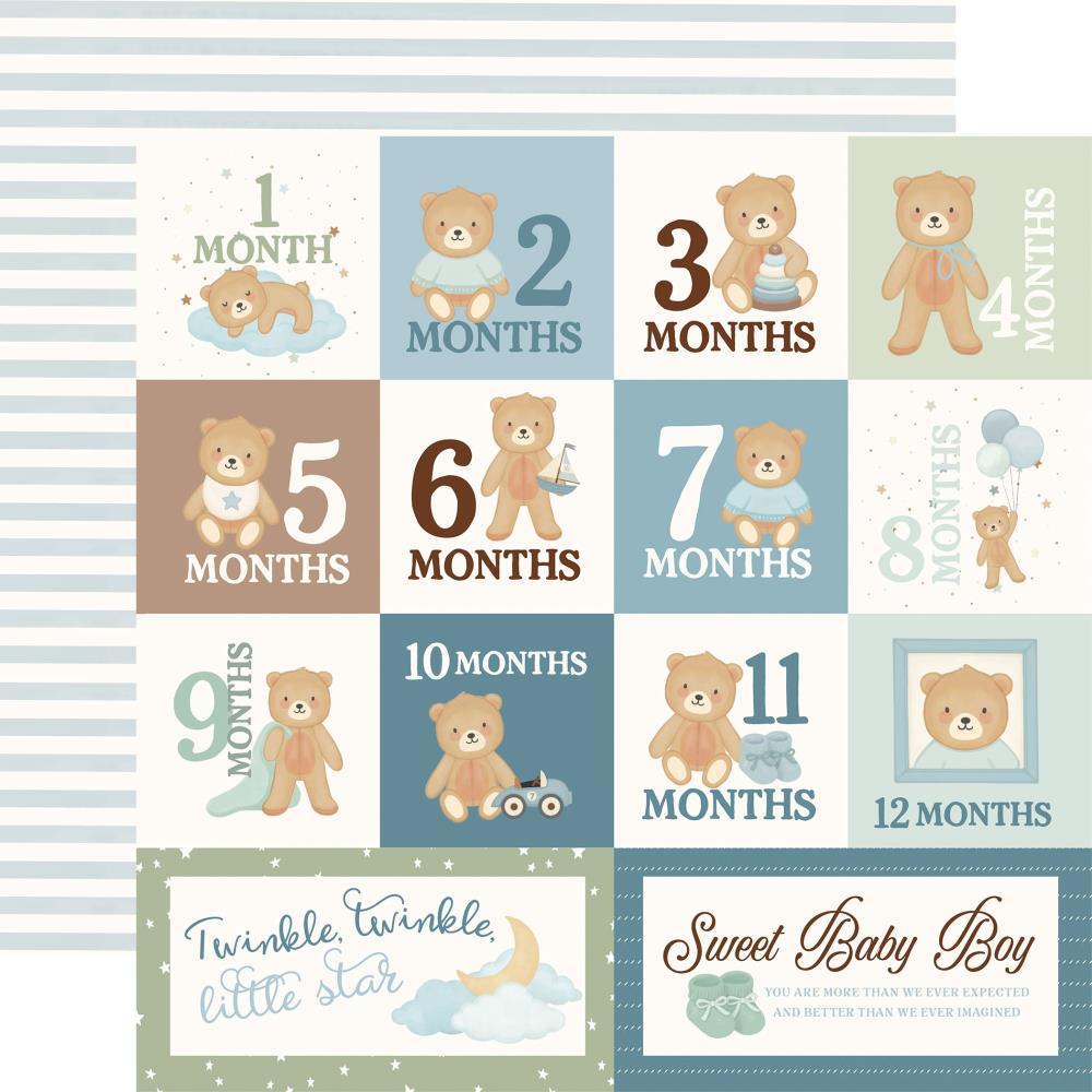 Carta Bella Little Lullabies Baby Boy 12 x 12 Collection Kit cblub485016 Monthly Journaling Cards