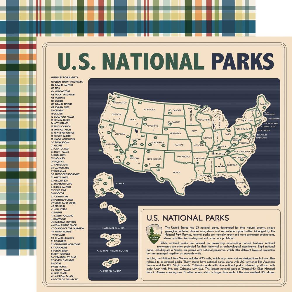 Carta Bella National Parks 12 x 12 Collection Kit cbn443016 National Parks Map