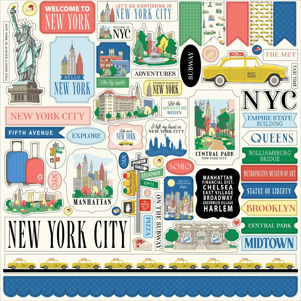 Carta Bella New York City 12 x 12 Collection Kit cbnyc471016 Cardstock Stickers