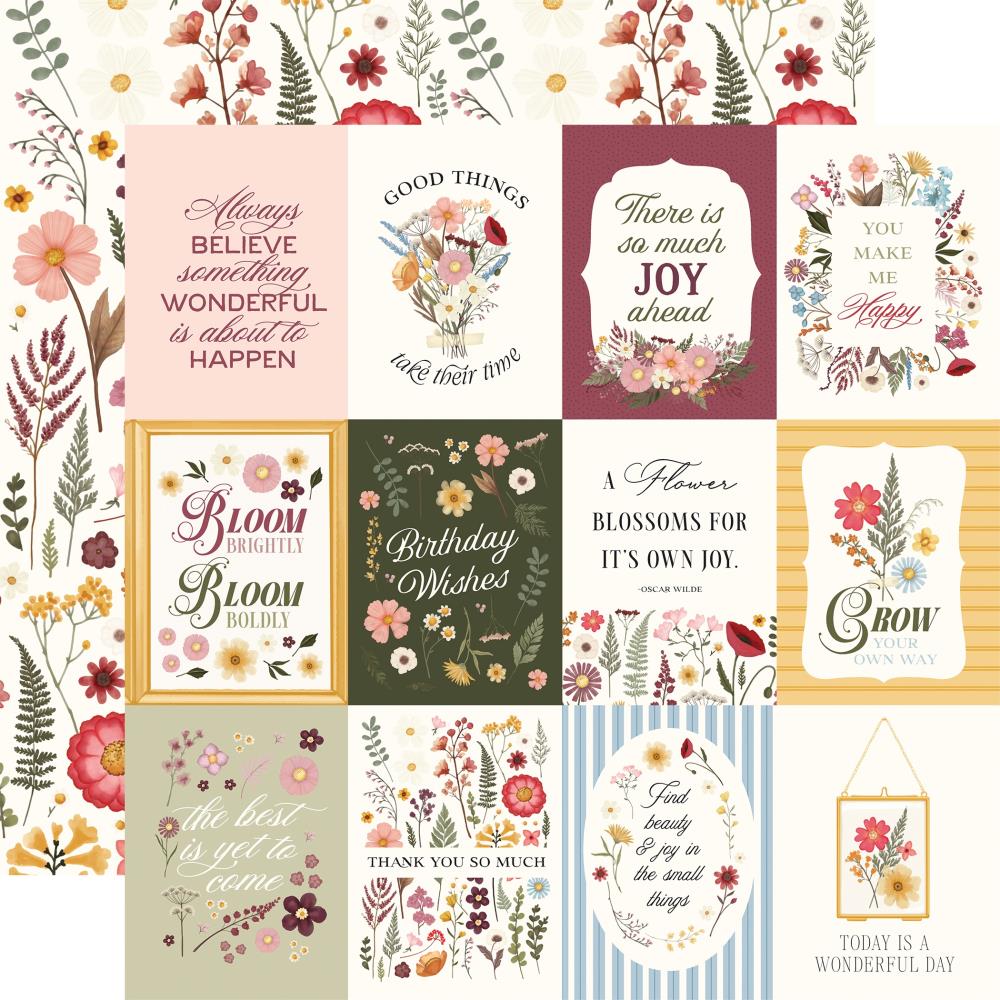Carta Bella Pressed Floral 12 x 12 Collection Kit cbpf473016 3x4 Journaling Cards