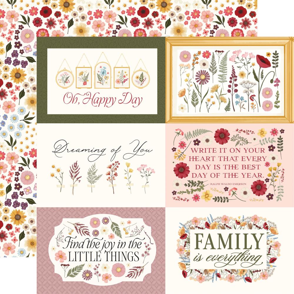 Carta Bella Pressed Floral 12 x 12 Collection Kit cbpf473016 6X4 Journaling Cards