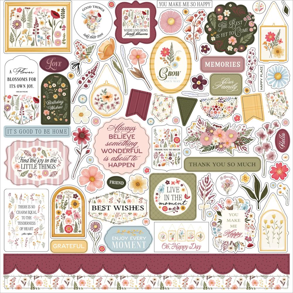 Carta Bella Pressed Floral 12 x 12 Collection Kit cbpf473016 Cardstock Stickers
