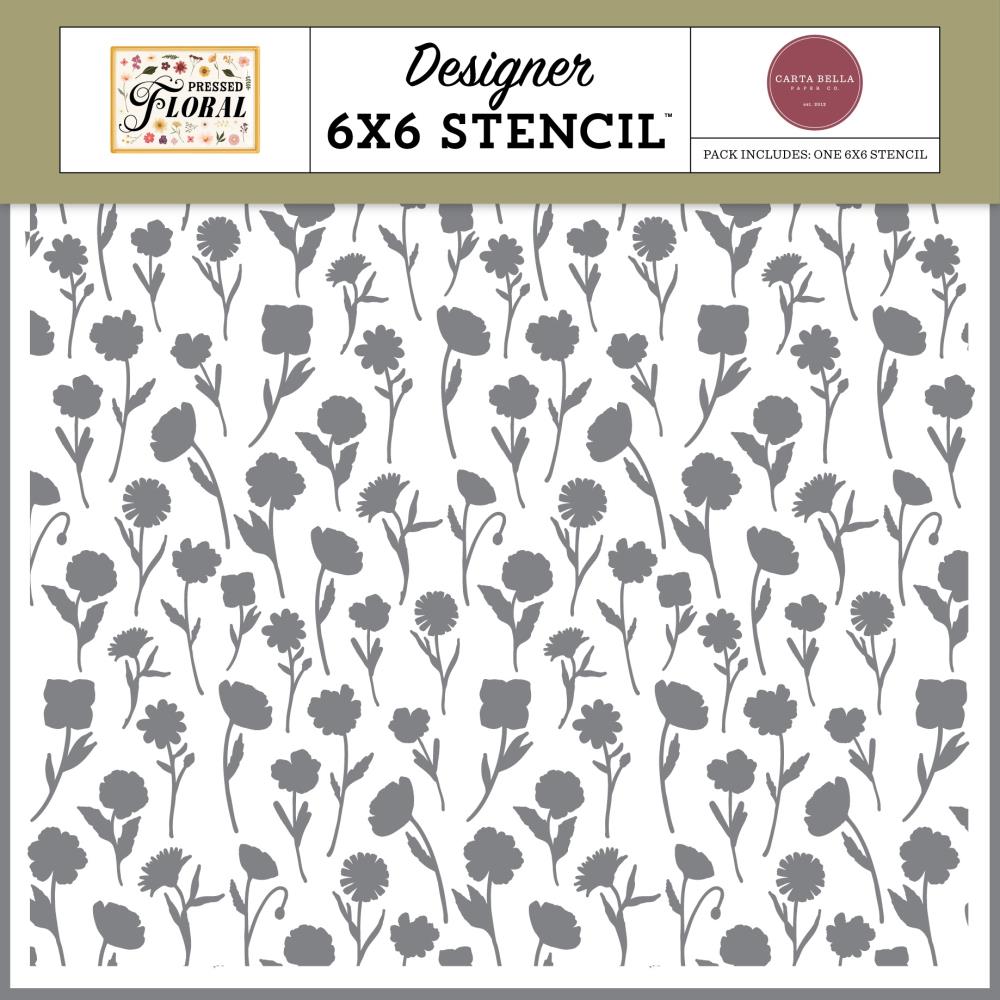 Carta Bella Pressed Wildflower 6 x 6 Stencil cbpf473033
