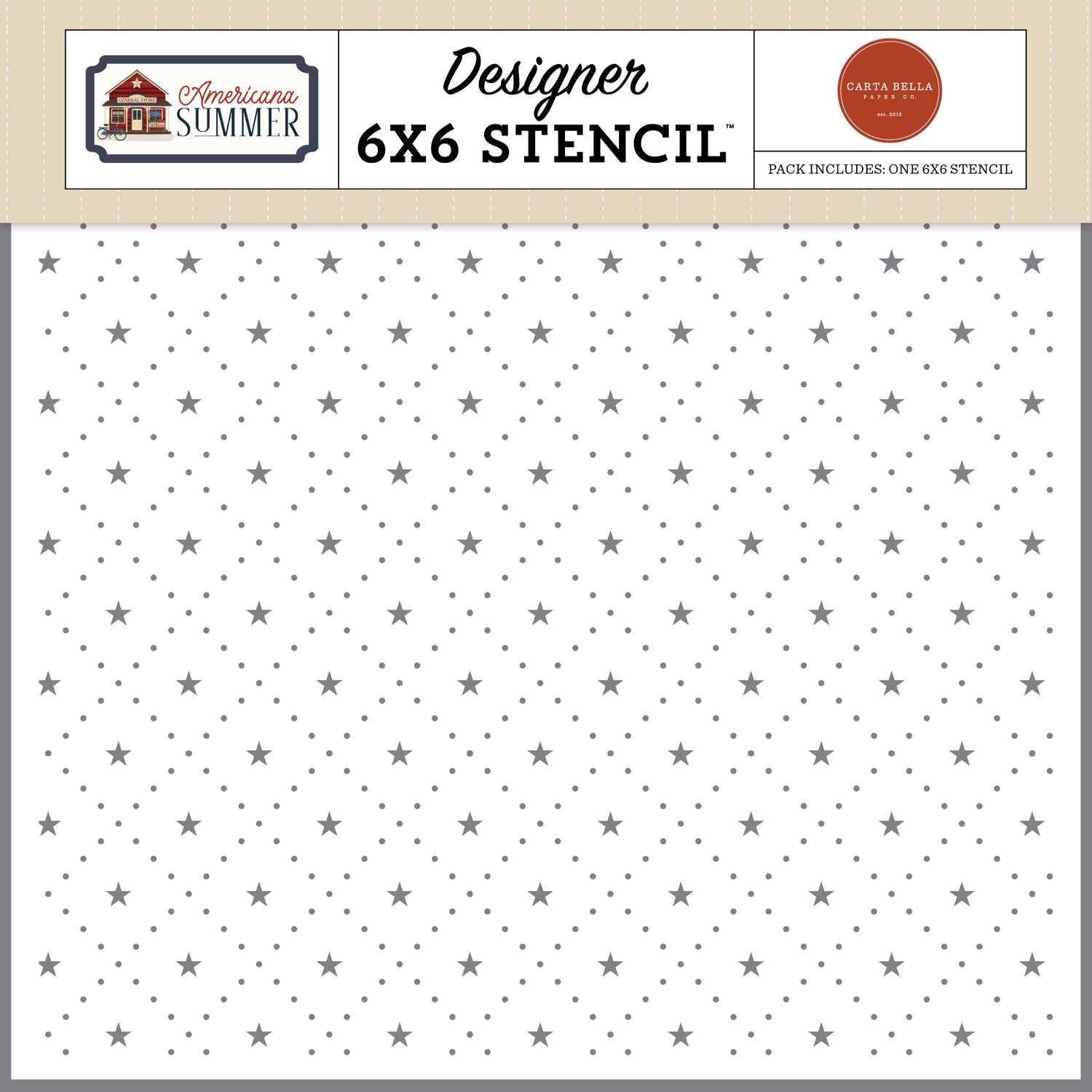 Carta Bella Quilted Stars 6 x 6 Stencil cbas493034