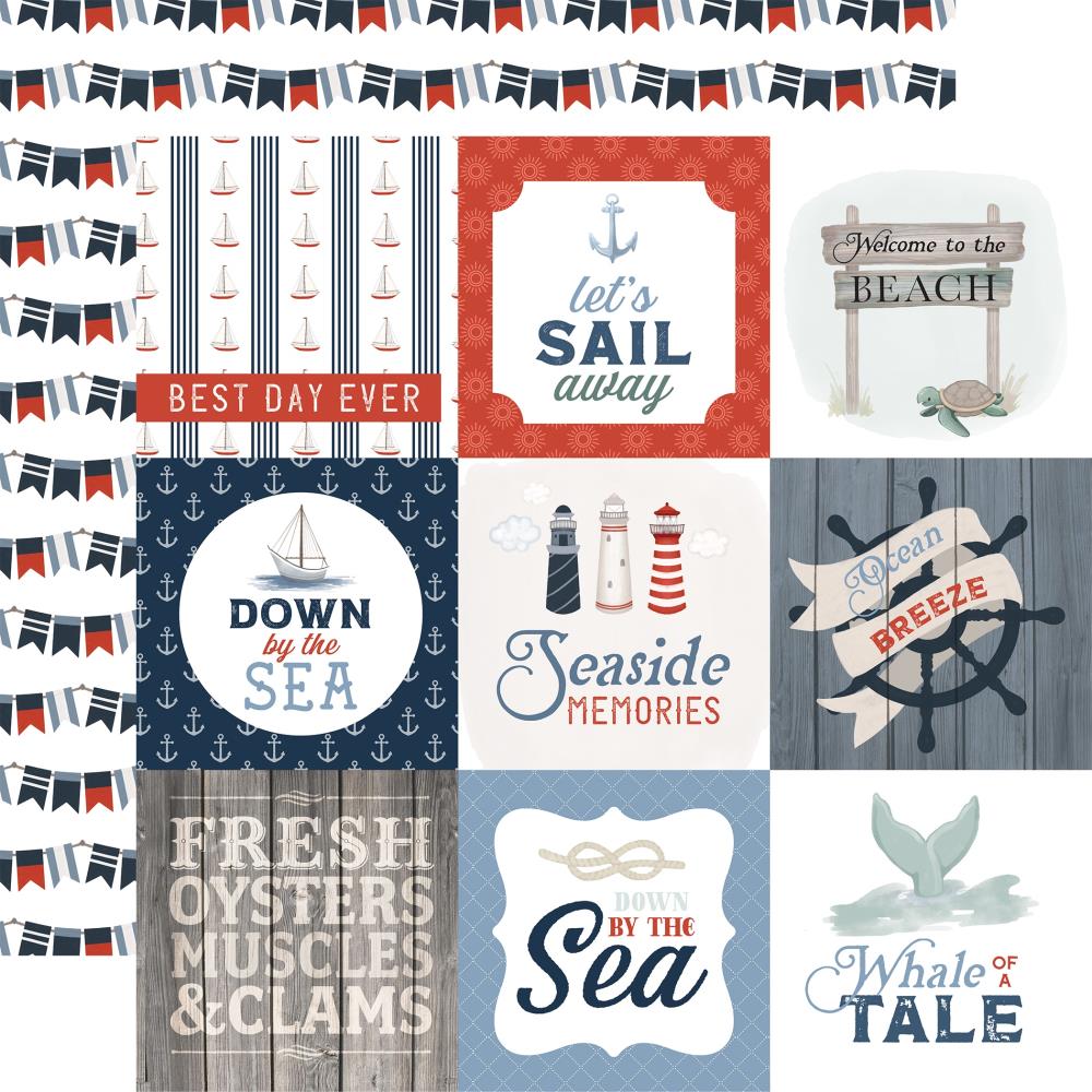 Carta Bella Seashore 12 x 12 Collection Kit cbsh444016 4X4 Journaling Cards