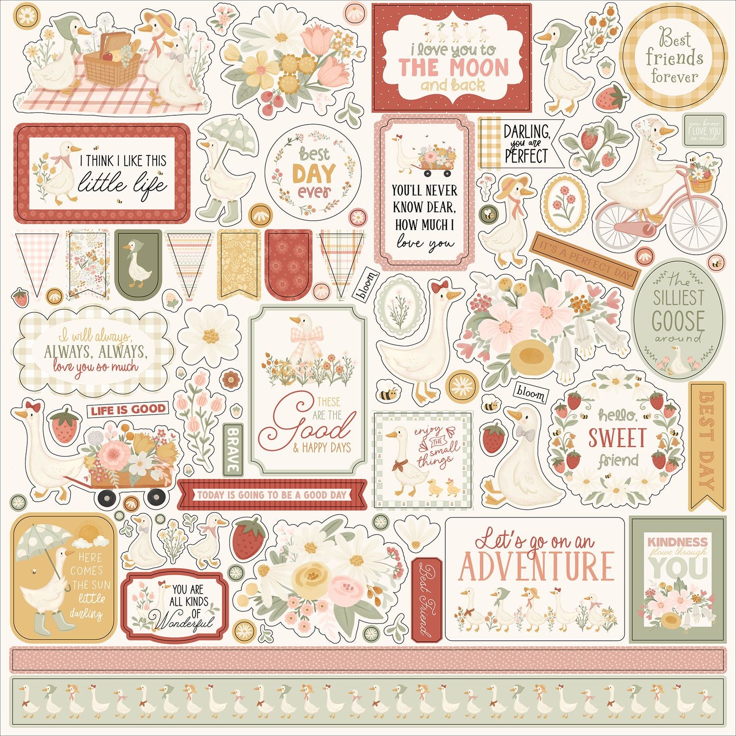 Carta Bella Silly Goose 12 x 12 Collection Kit cbgoo488016 Cardstock Stickers