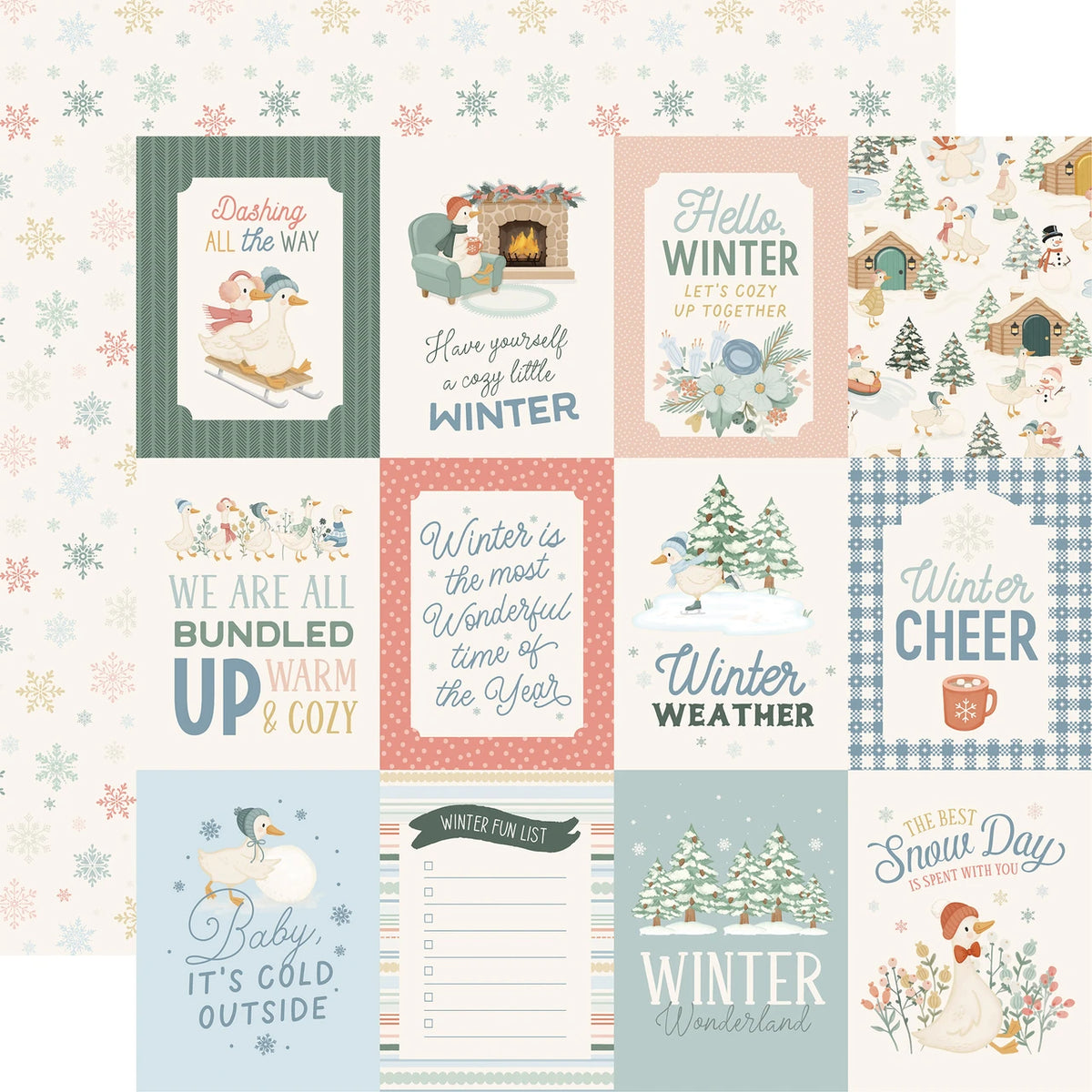 Carta Bella Silly Goose Winter 12 x 12 Collection Kit cbsgw540016 Journaling Cards