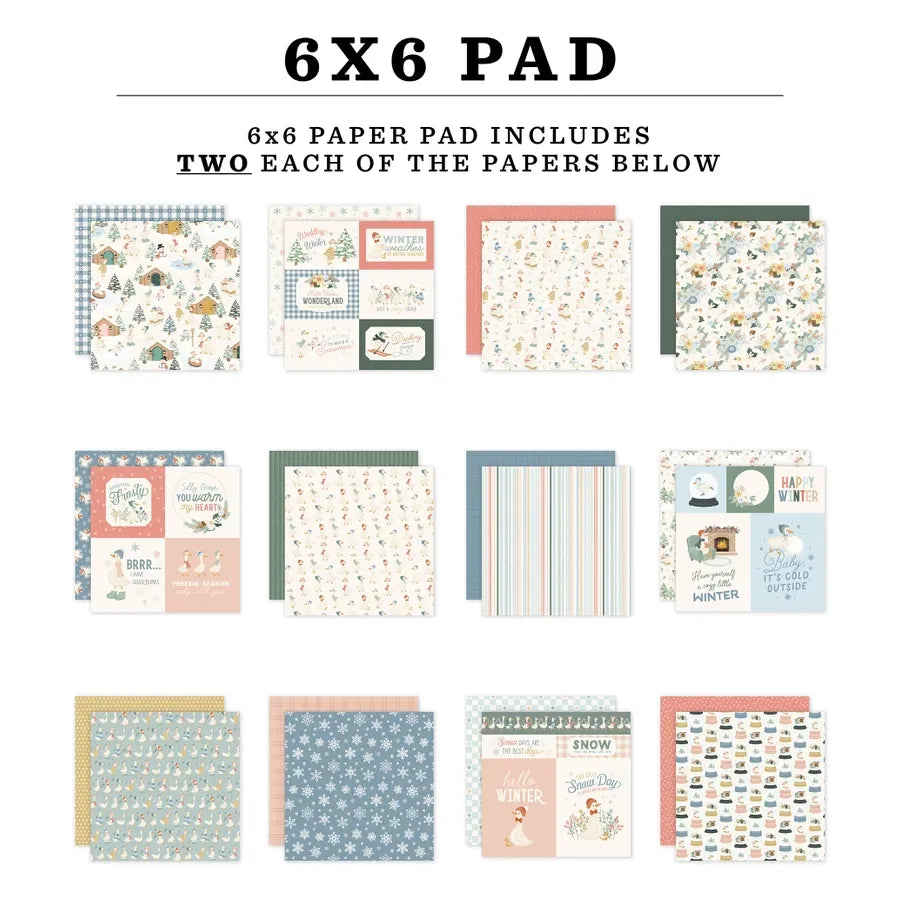 Carta Bella Silly Goose Winter 6 x 6 Paper Pad cbsgw540023 Cozy Season Images