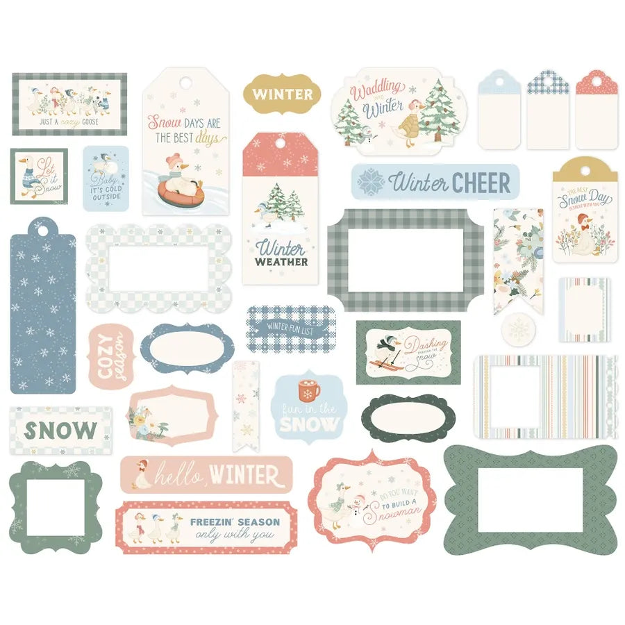 Carta Bella Silly Goose Winter Frames And Tags cbsgw540025 Snow Day Sentiments