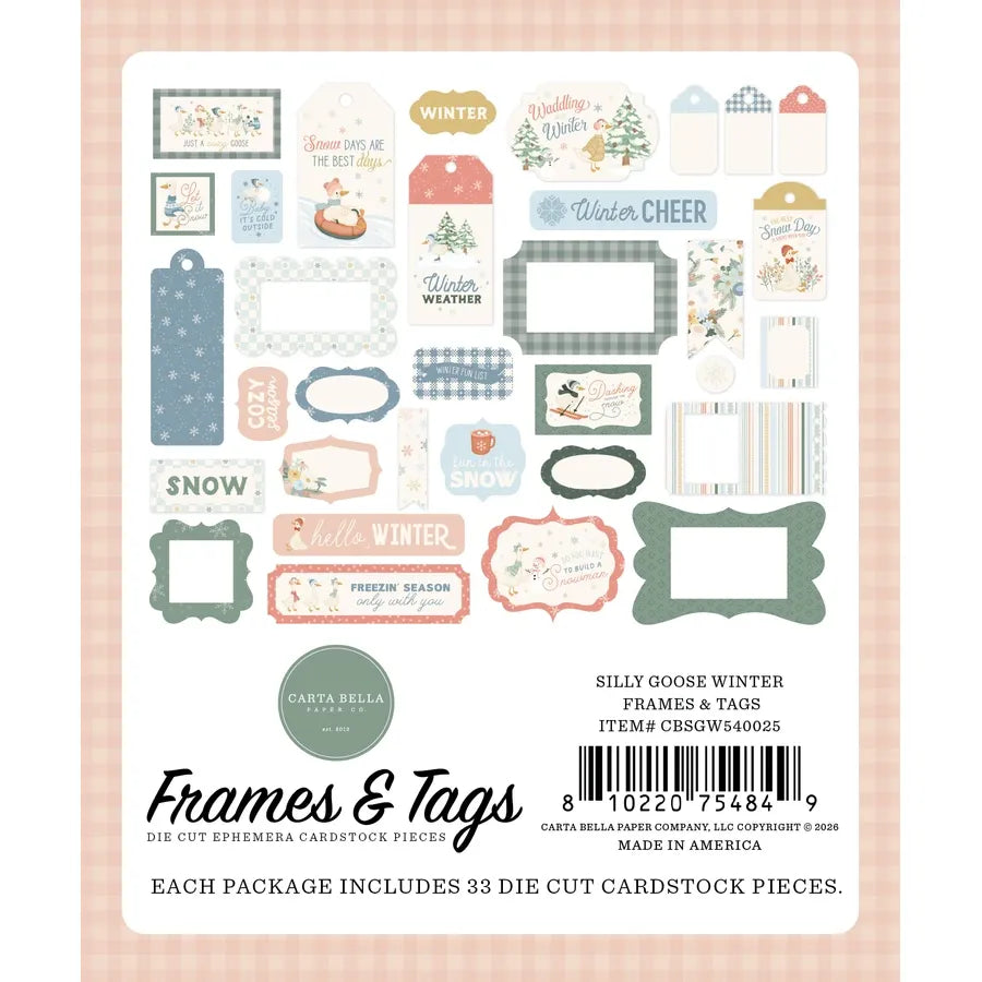 Carta Bella Silly Goose Winter Frames And Tags cbsgw540025 Snow Sentiments