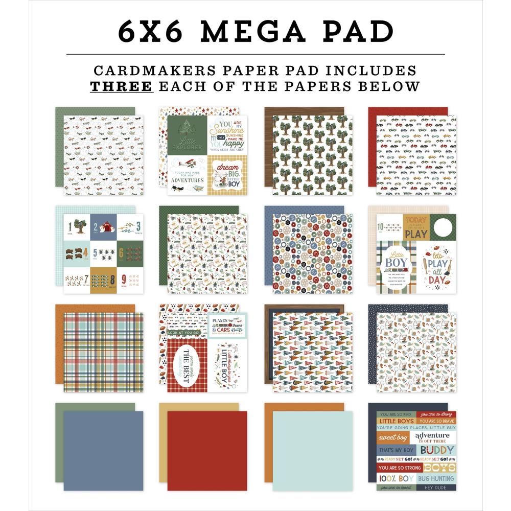 Carta Bella That's My Boy 6 x 6 Mega Paper Pad cbb419031 Detailed View