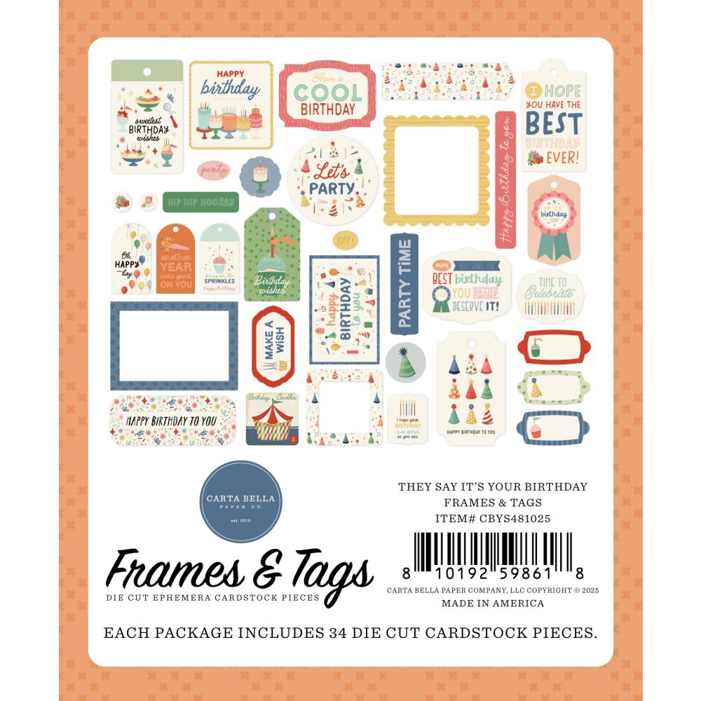Carta Bella They Say It's Your Birthday Frames And Tags cbys481025 Packaging Image