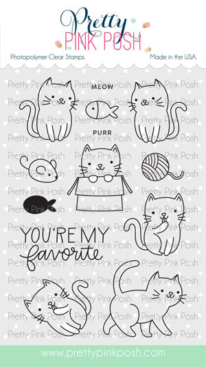 Pretty Pink Posh CUDDLY CATS Clear Stamps