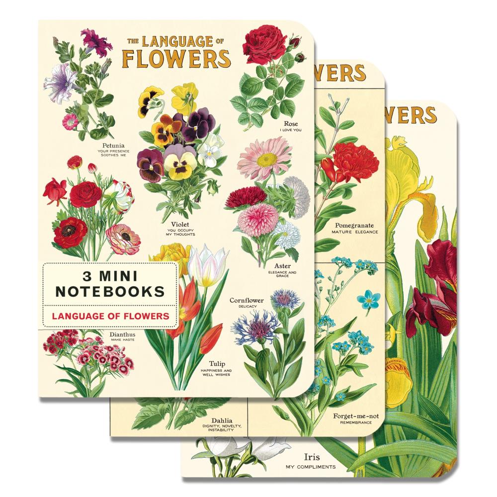 Cavallini Papers & Co. Language of Flowers Mini Notebook 3 Pack