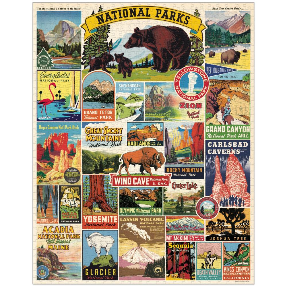 Cavallini Papers & Co. National Parks 1,000 Piece Vintage Puzzle locations