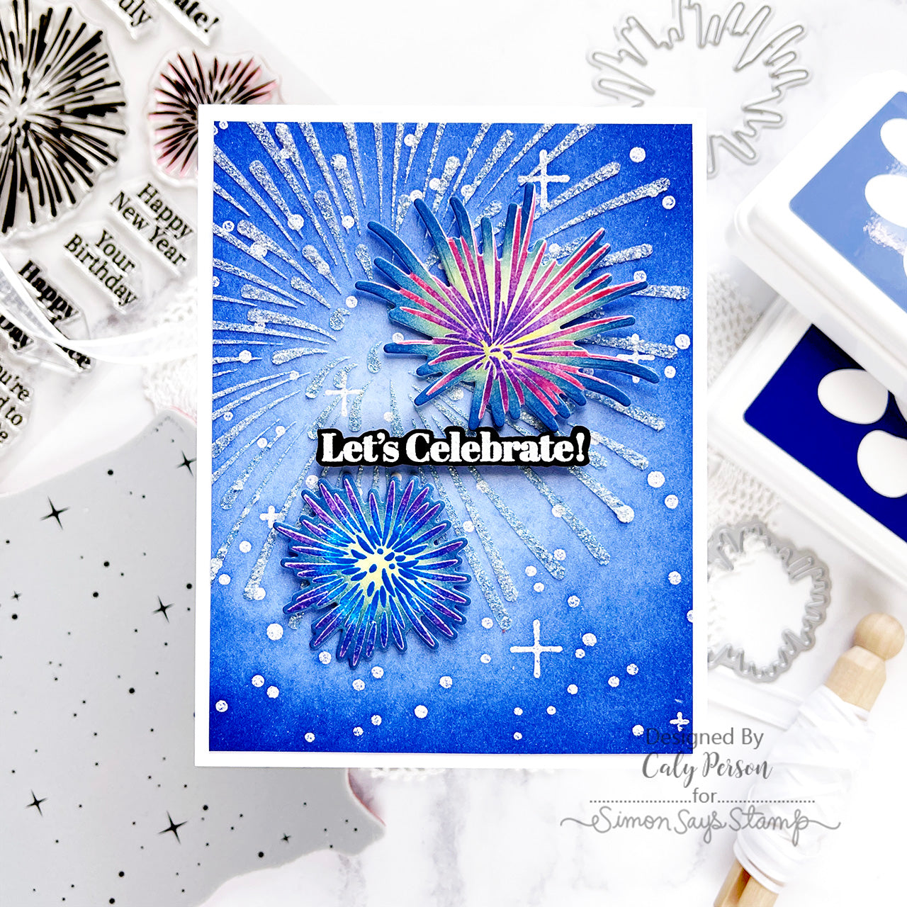 Simon Says Stamp Celebration Fireworks Wafer Dies sssd112821c Out Of This World Celebration Card | color-code:ALT01