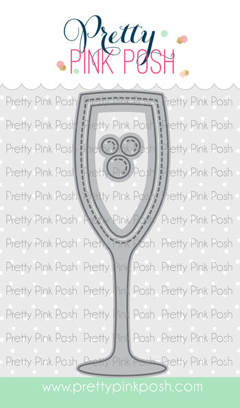 Pretty Pink Posh Champagne Flute Shaker Dies