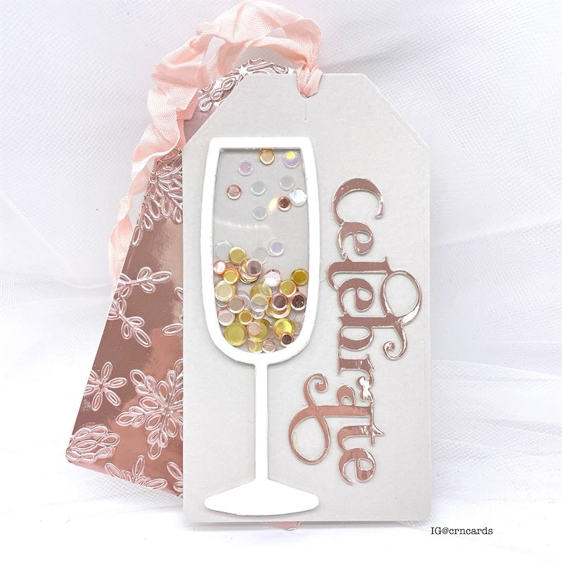 CZ Design Champagne Flute Wafer Die czd220 Diecember Celebrate Tag