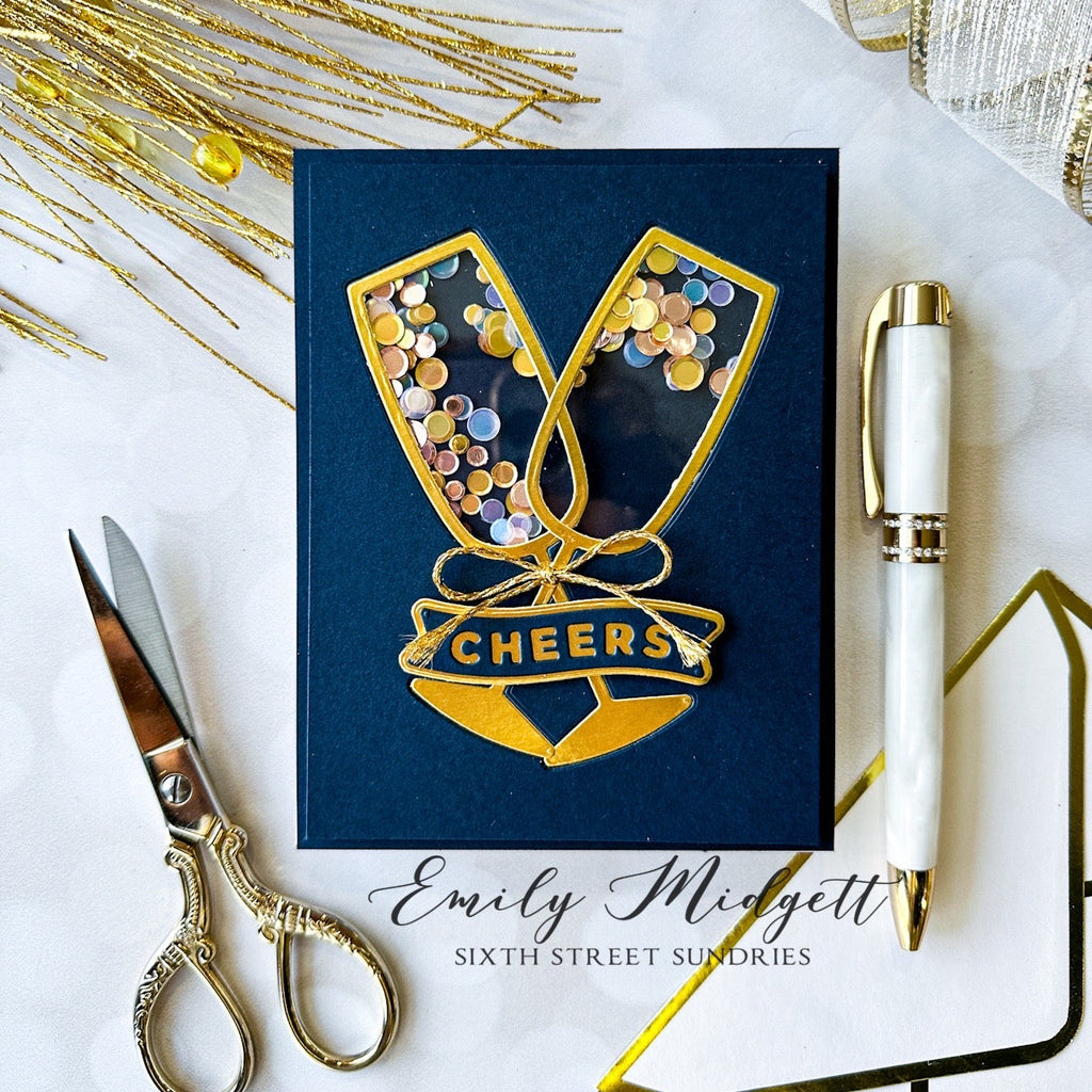 CZ Design Champagne Flute Wafer Die czd220 Diecember Cheers Card | color-code:ALT01