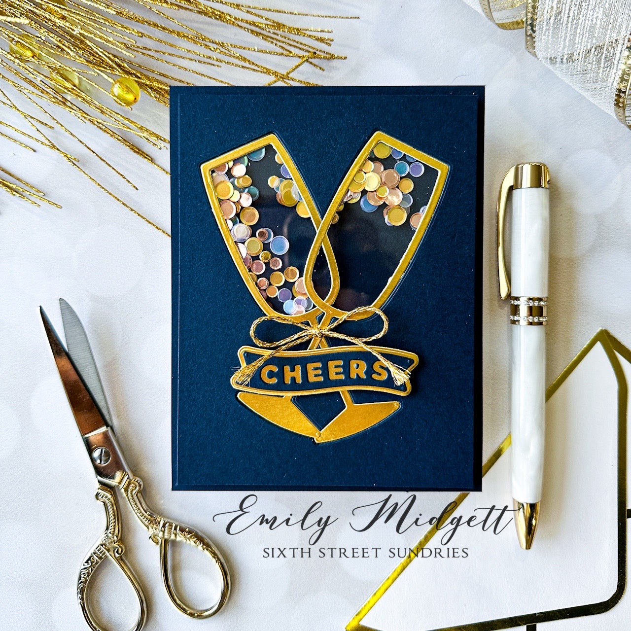 CZ Design Champagne Flute Wafer Die czd220 Diecember Cheers Card | color-code:ALT01
