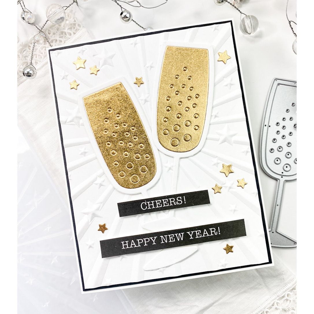 CZ Design Champagne Flute Wafer Die czd220 Diecember New Years Card