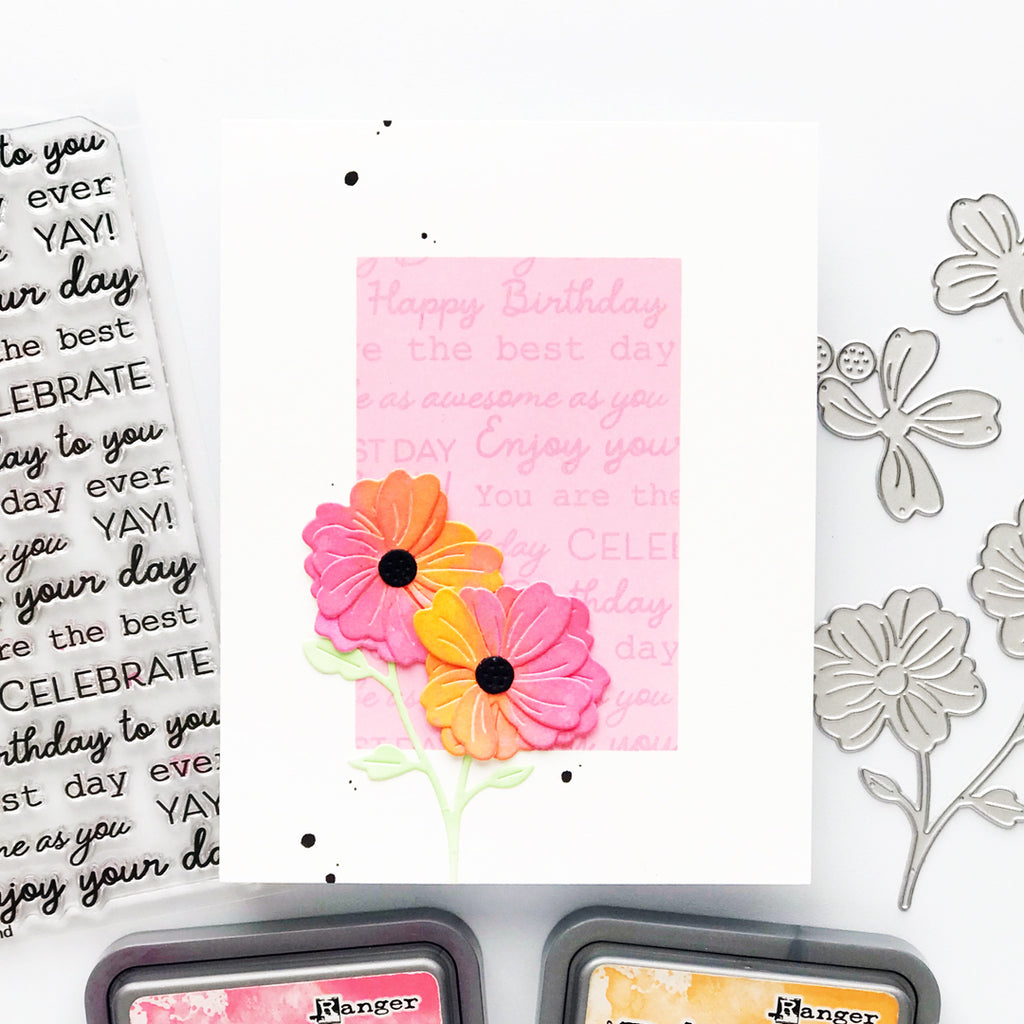 Simon Says Stamp Charming Flower Stem Wafer Dies s997 STAMPtember Birthday Card