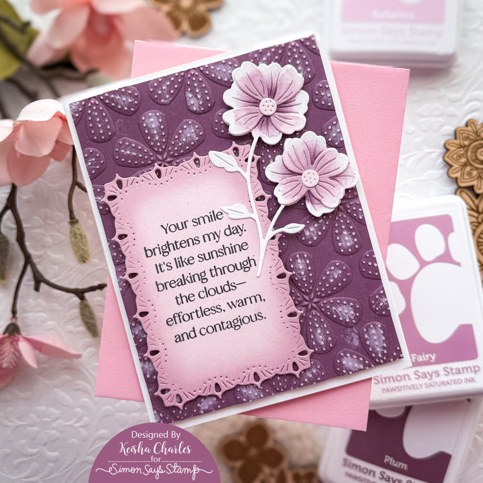 Simon Says Stamp Charming Flower Stem Wafer Dies s997 STAMPtember Your Smile Card