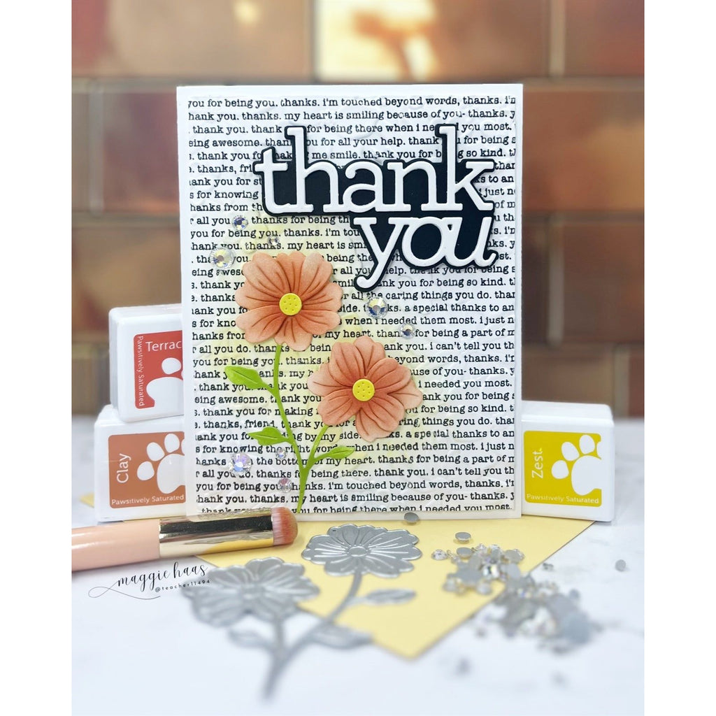 Simon Says Stamp Charming Flower Stem Wafer Dies s997 STAMPtember Thank You Card