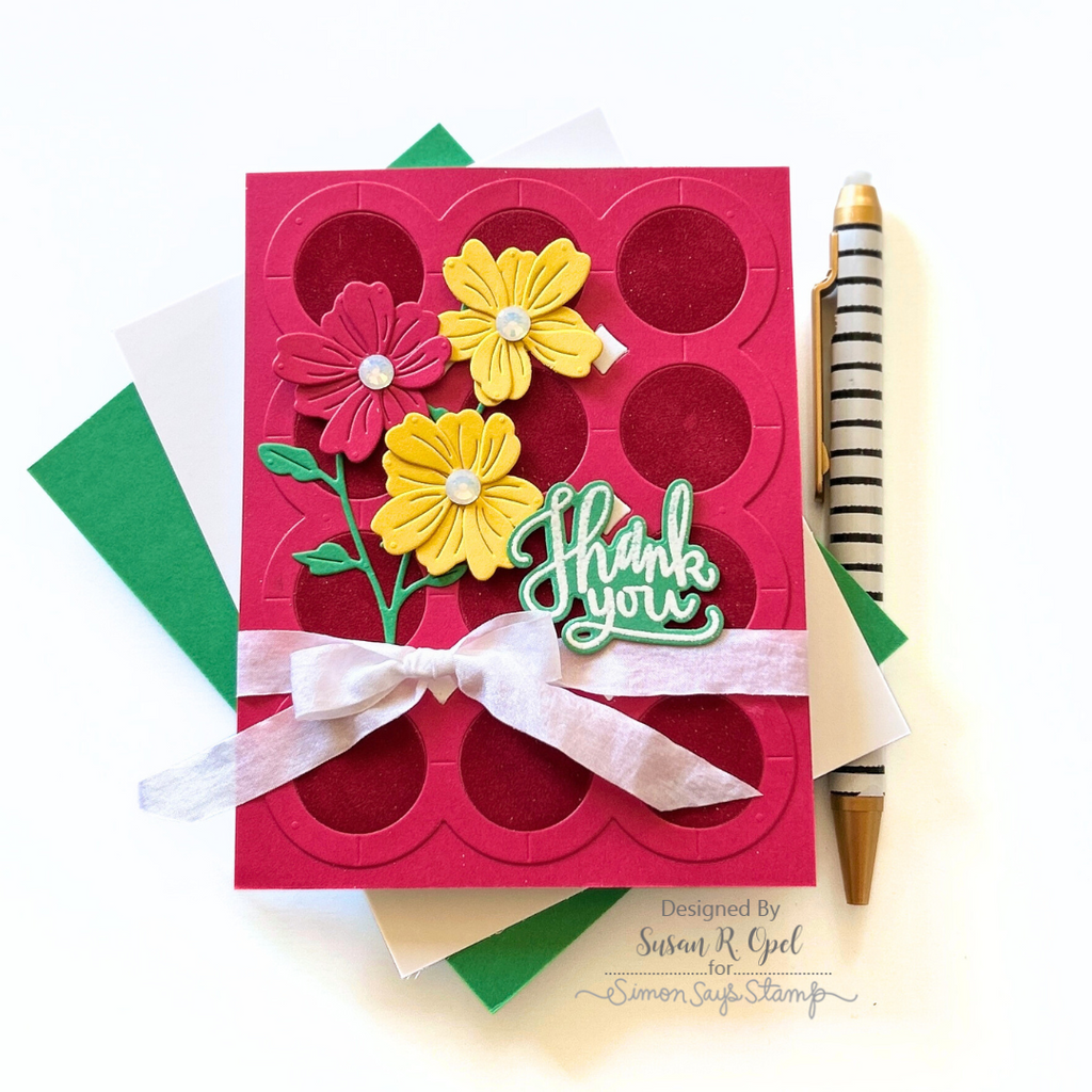 Simon Says Stamp Charming Flower Stem Wafer Dies s997 STAMPtember Thank You Card