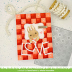 Card with a bunny and 'LOVE' text on a textured background