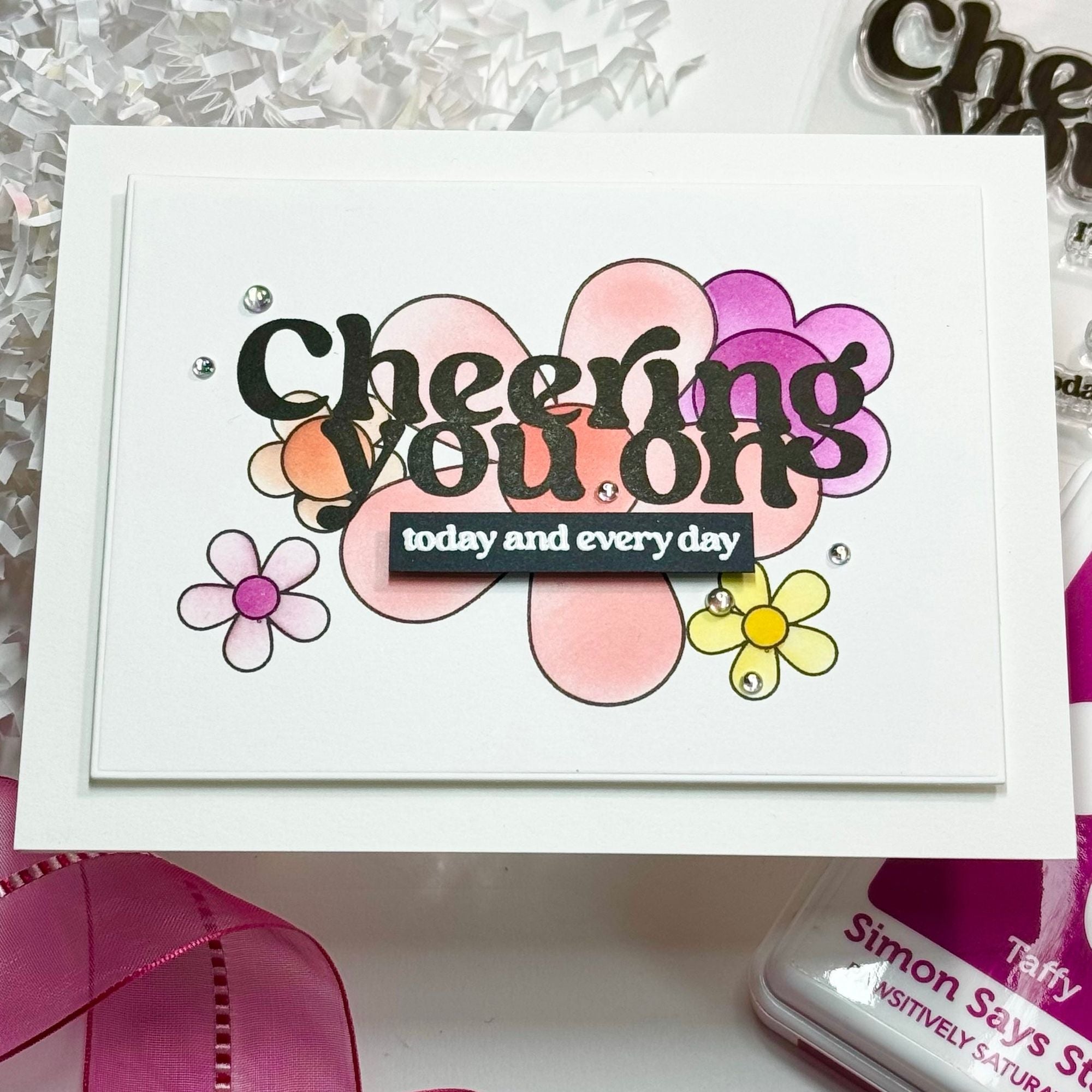 Simon Says Clear Stamps Cheering 1074msc Cheering for You Encouragement Card