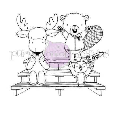 Purple Onion Designs Cheery Spectators Unmounted Cling Stamp pod1400
