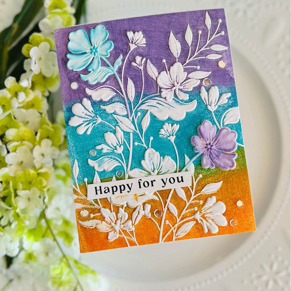Simon Says Stamp Embossing Folder and Cutting Dies Chelsea Floral sfd389 Celebrate Congrats Card
