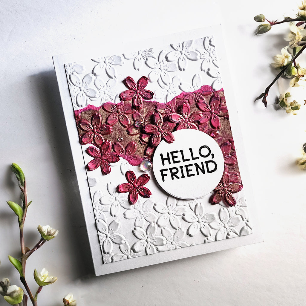Simon Says Stamp Embossing Folder and Cutting Dies Cherry Blossom sfd315 Be Bold Friend Card