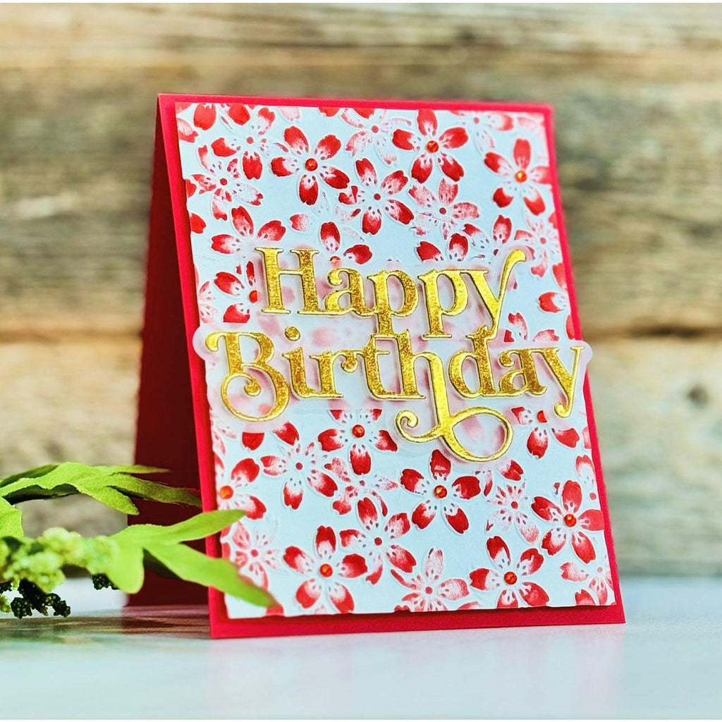 Simon Says Stamp Embossing Folder and Cutting Dies Cherry Blossom sfd315 Be Bold Birthdfay Card